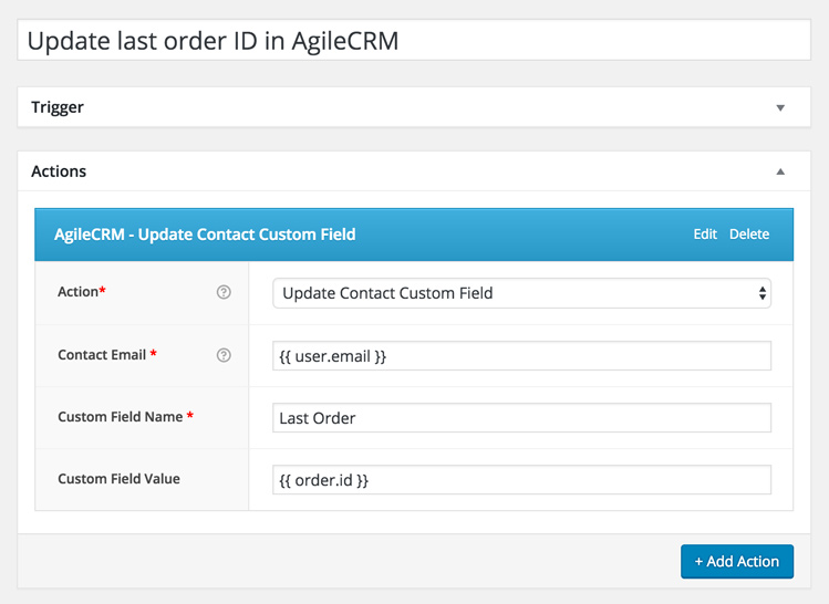 Update last order ID in AgileCRM